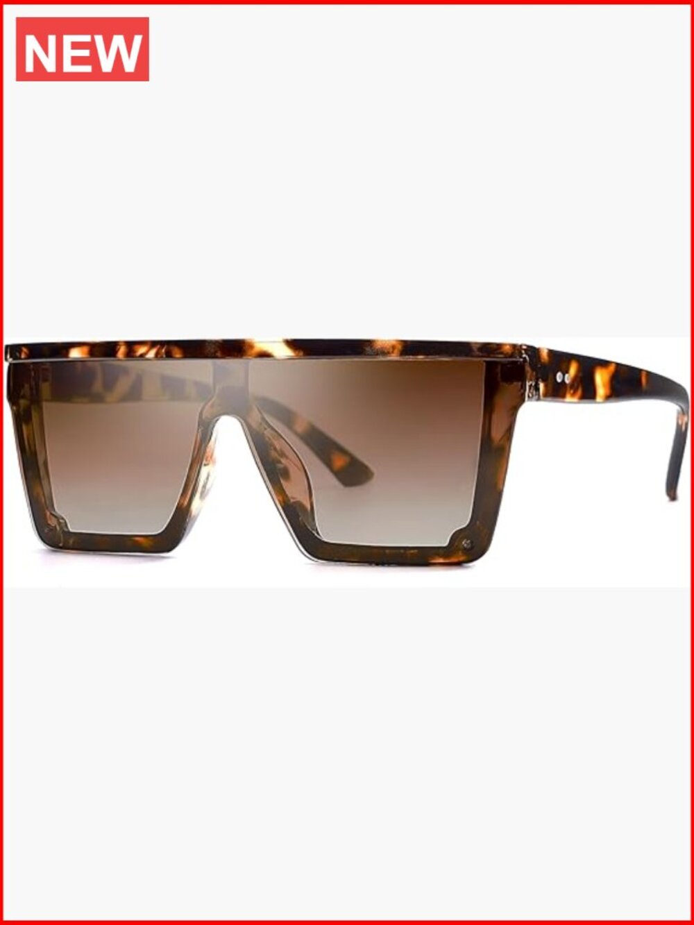 Square Big Sunglasses Women Thick Frame Flat Top Mirrored Goggle Siamese Lens
